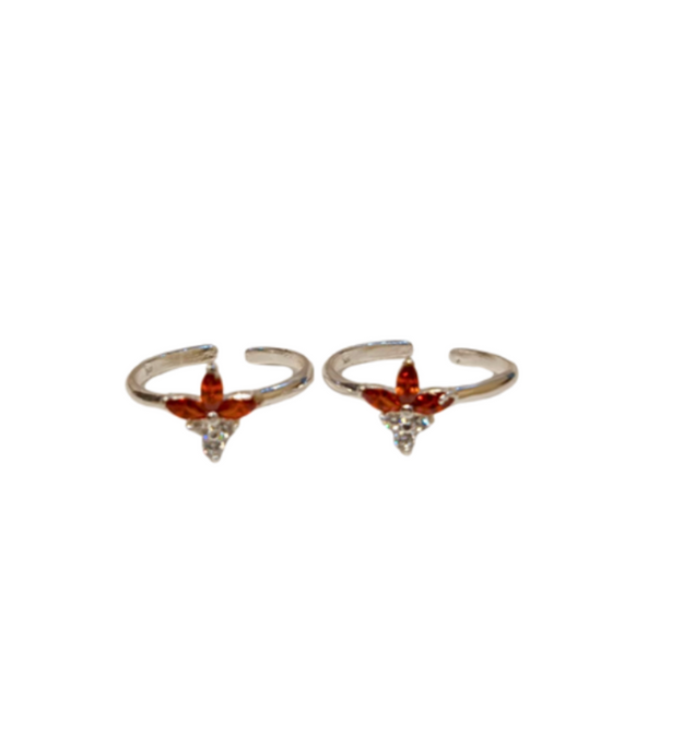 Silver Radiant Flower Toe Rings