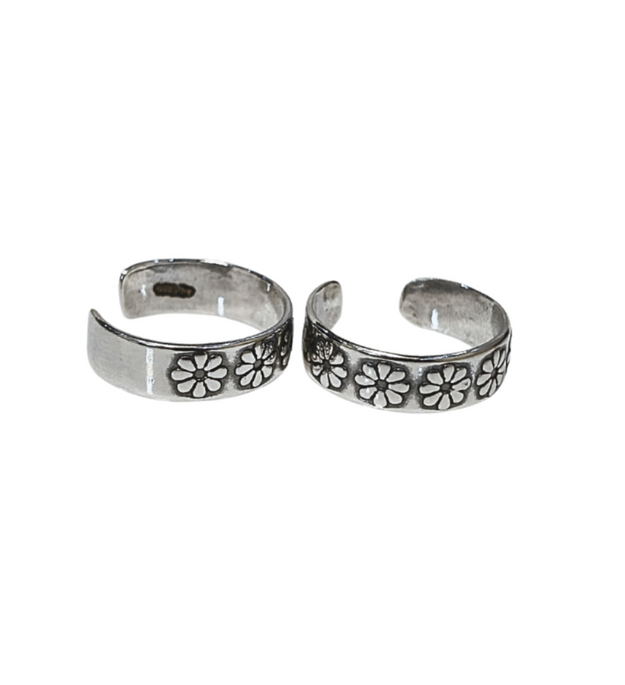 Sterling Silver Flower Band Toe Ring