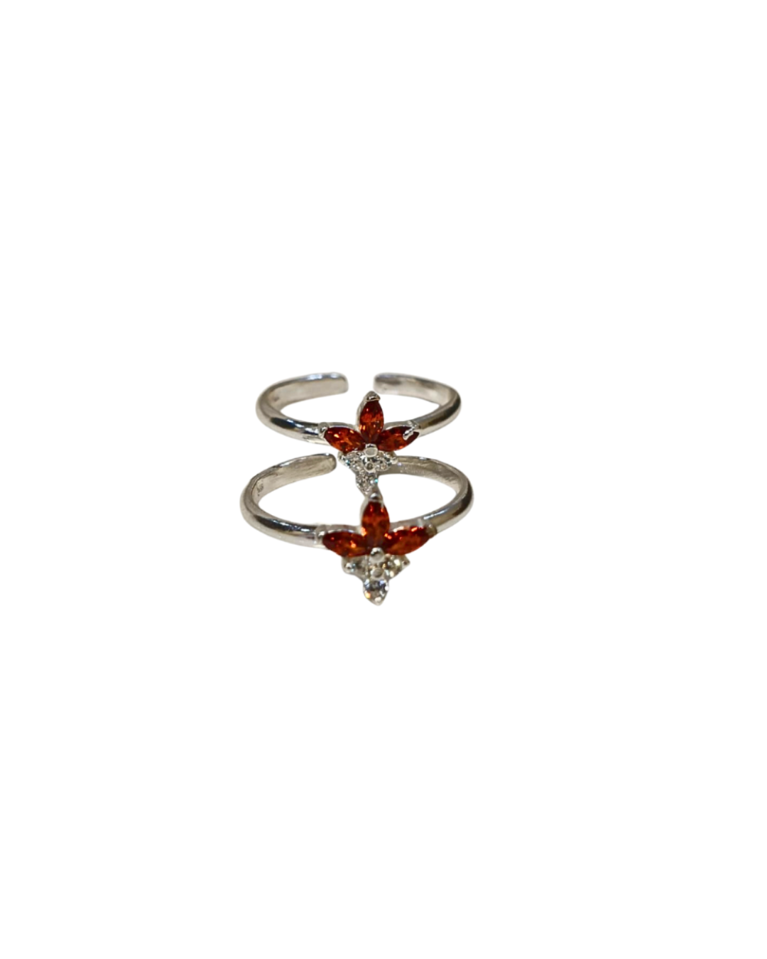 Silver Radiant Flower Toe Rings