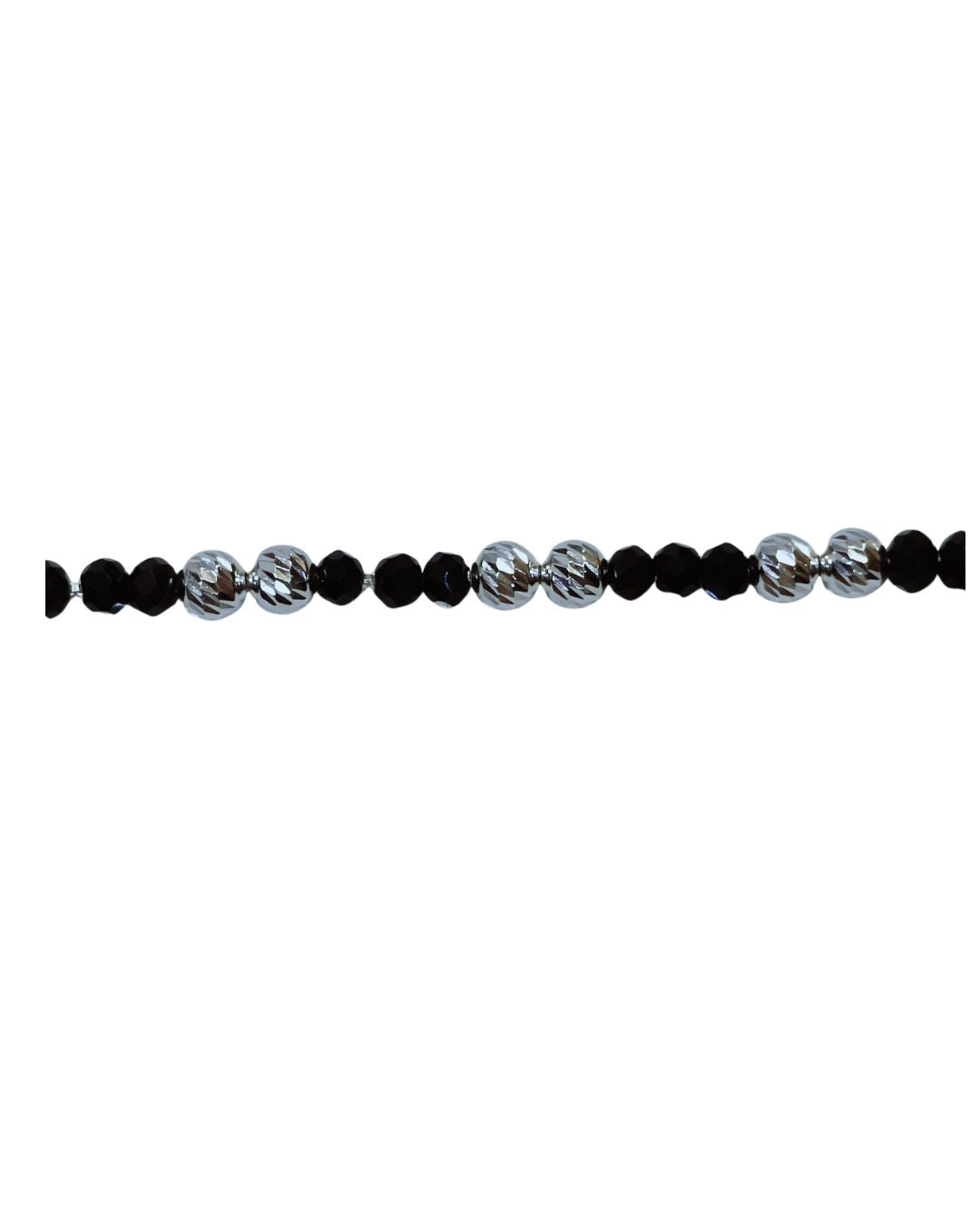 Silver Naaj Bracelet | Faceted Black Beads