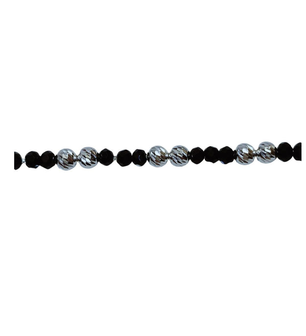 Silver Naaj Bracelet | Faceted Black Beads