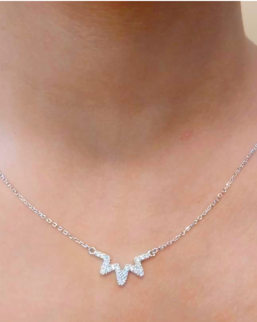 Zigzag Solitaire Silver Chain