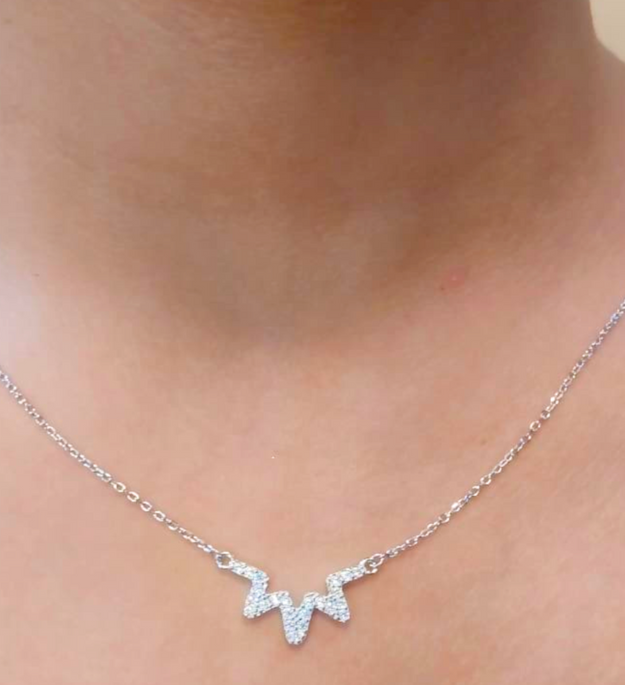 Zigzag Solitaire Silver Chain