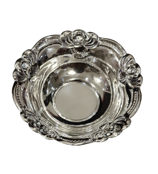 Floral Ornate Silver Bowl